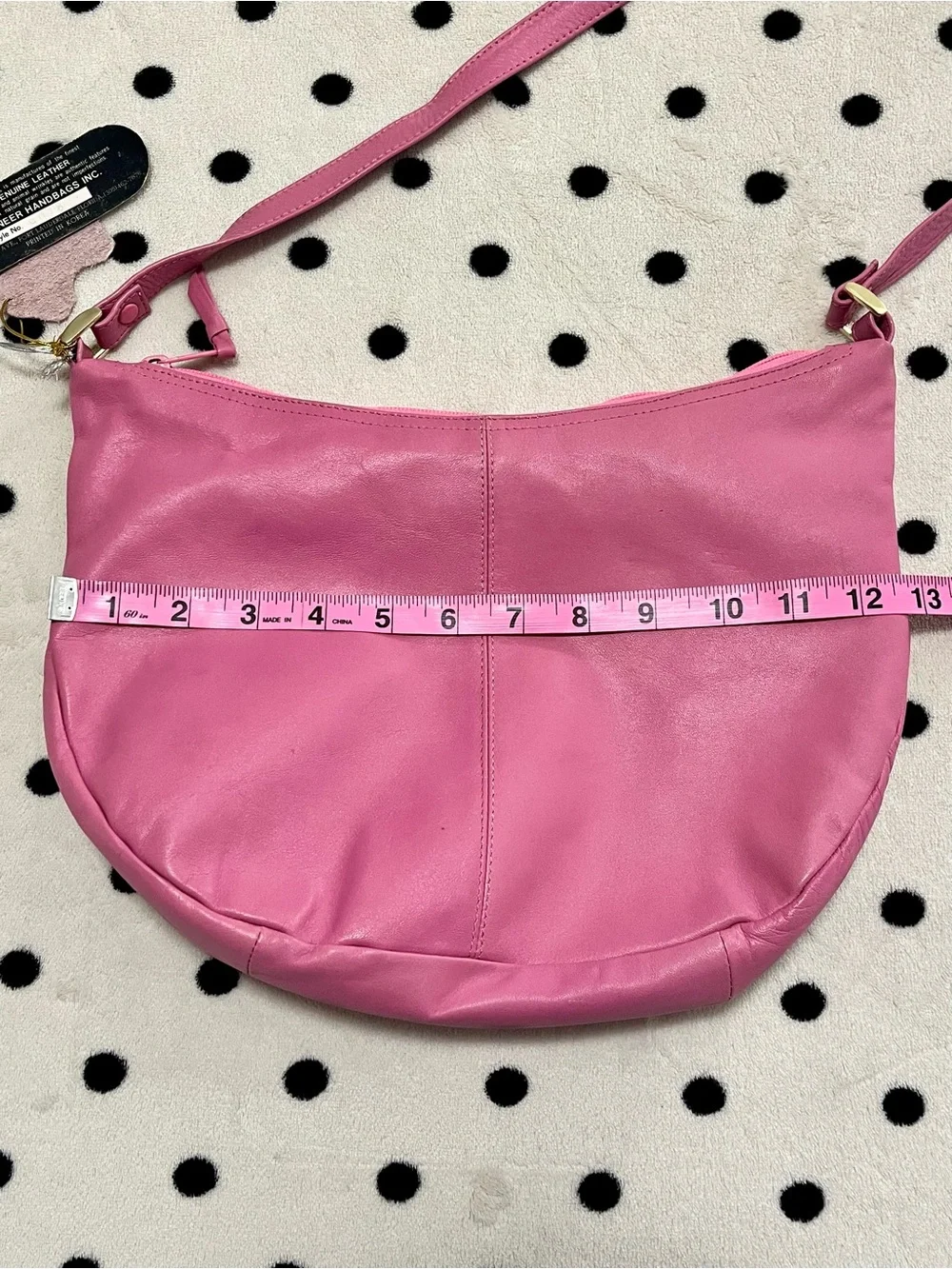 NWT Vintage Pioneer Handbags Pink Leather Crescent Hobo Shoulder Bag